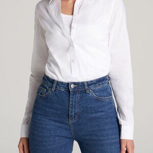 American Tall Button-Up Dress Shirt for Tall Women in White Size 88 / Tall / Whi
